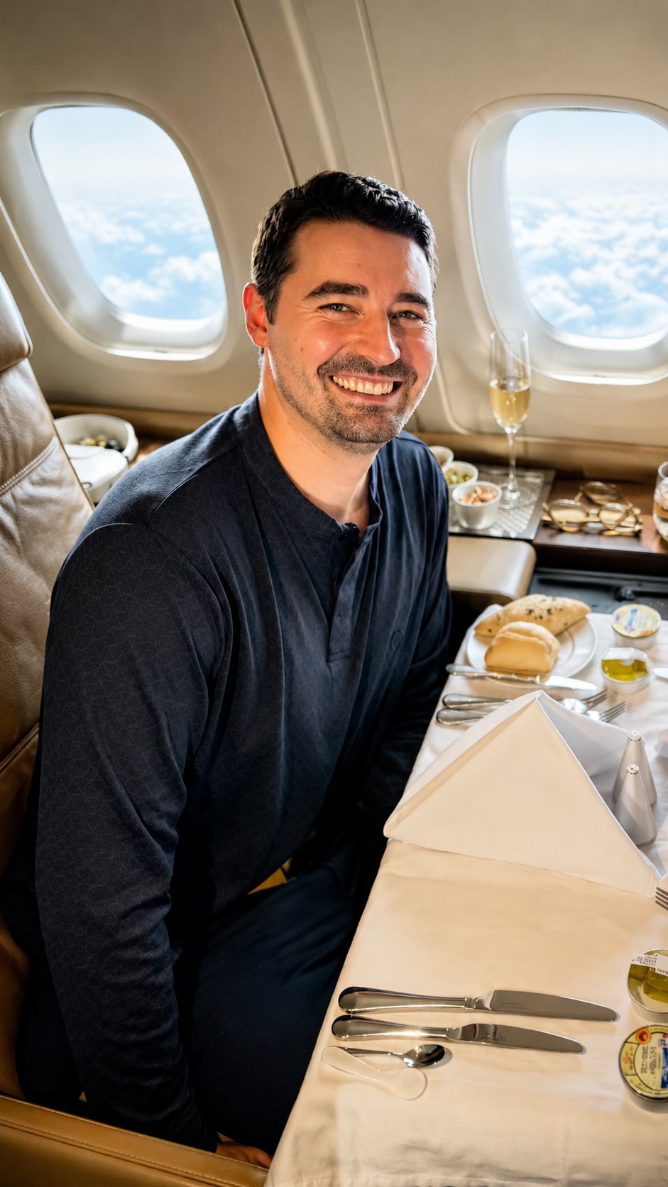 Kevin Cobb in der Etihad First Class
